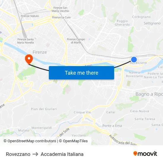 Rovezzano to Italian Academy map