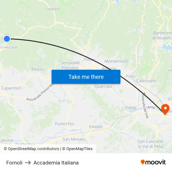 Fornoli to Italian Academy map