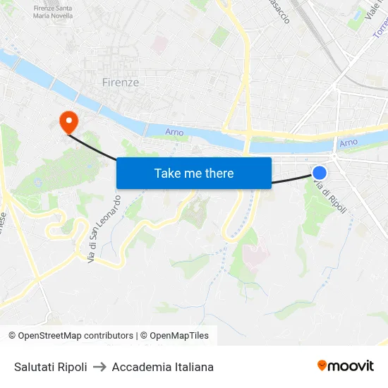 Salutati Ripoli to Italian Academy map