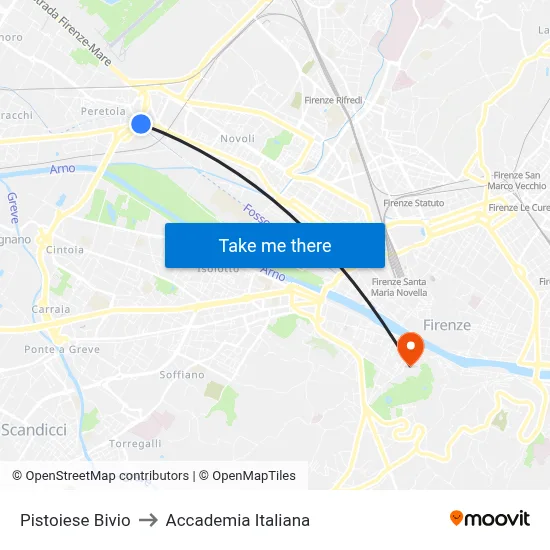 Pistoiese Junction to Italian Academy map