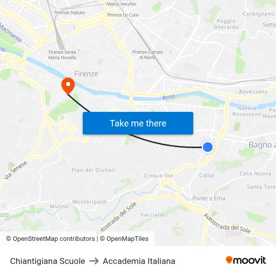Chiantigiana Schools to Italian Academy map