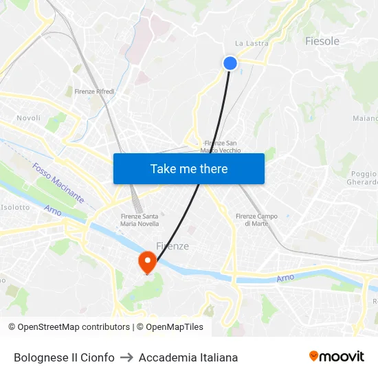 Bolognese Il Cionfo to Italian Academy map