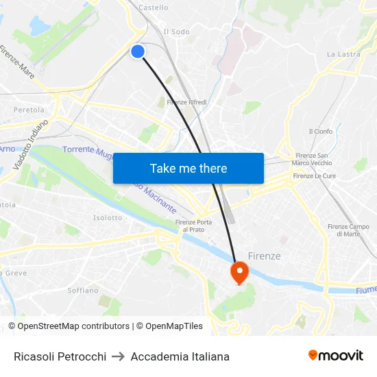 Ricasoli Petrocchi to Italian Academy map