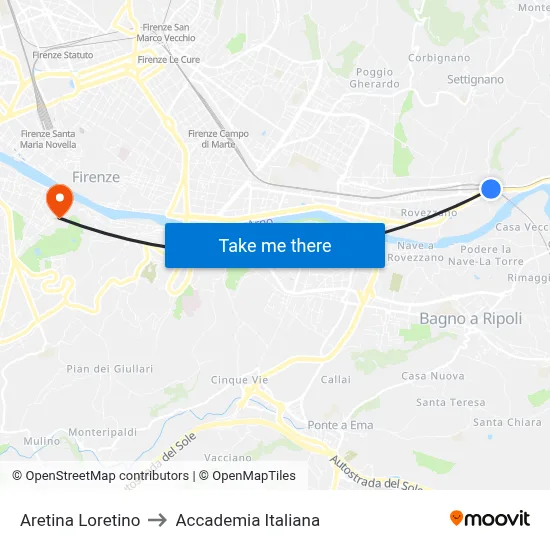 Aretina Loretino to Italian Academy map