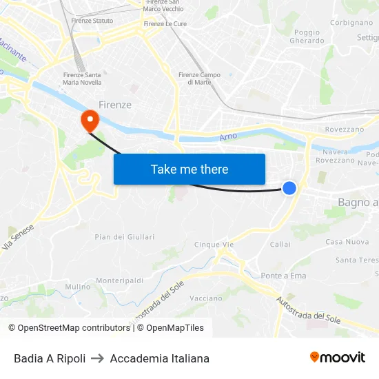 Badia A Ripoli to Italian Academy map