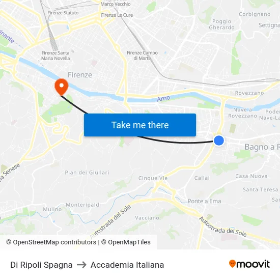 Di Ripoli Spain to Italian Academy map