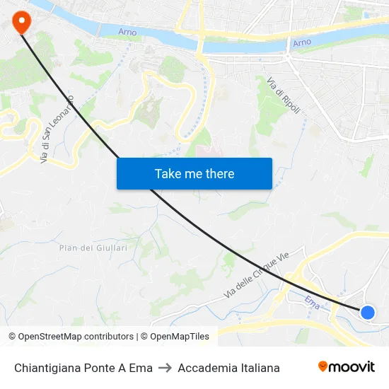 Chiantigiana Ponte A Ema to Italian Academy map
