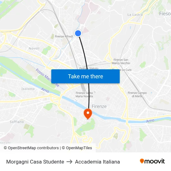 Morgagni Student House to Italian Academy map