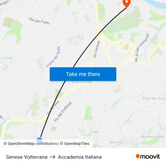 Senese Volterrana to Italian Academy map