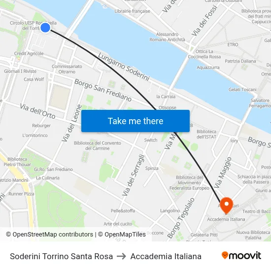 Soderini Torrino Santa Rosa to Italian Academy map