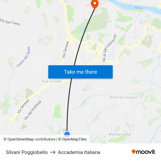 Silvani Poggiobello to Italian Academy map