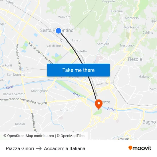 Piazza Ginori to Italian Academy map