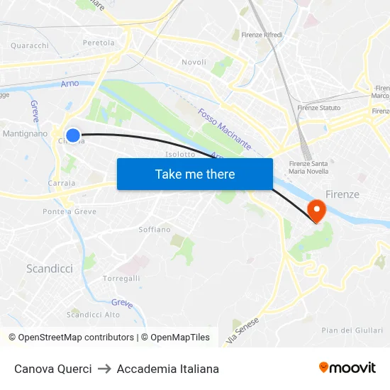 Canova Querci to Italian Academy map