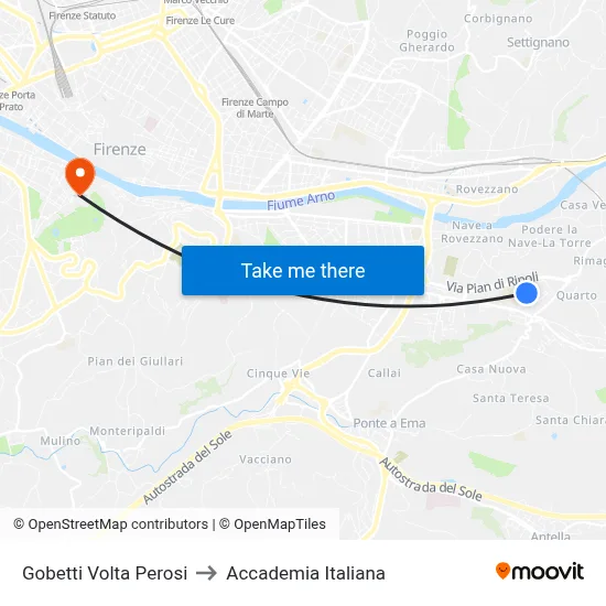 Gobetti Volta Perosi to Italian Academy map