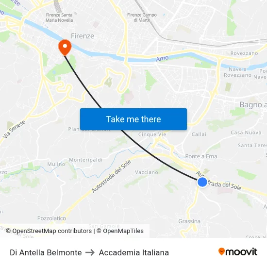Di Antella Belmonte to Italian Academy map
