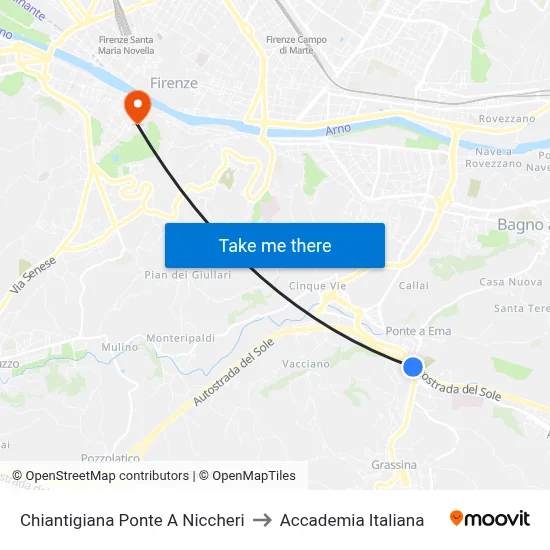 Chiantigiana Ponte A Niccheri to Italian Academy map