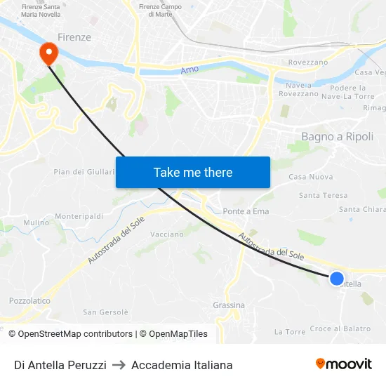 Di Antella Peruzzi to Italian Academy map