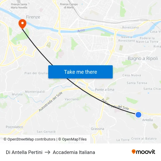 Antella Pertini to Italian Academy map