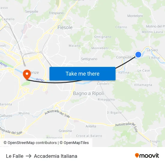 Le Falle to Italian Academy map