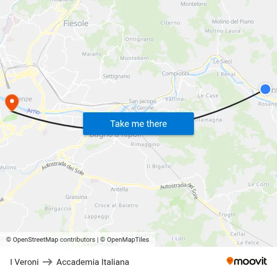 I Veroni to Italian Academy map