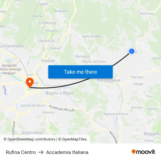 Rufina Center to Italian Academy map