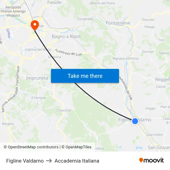 Figline Valdarno to Italian Academy map
