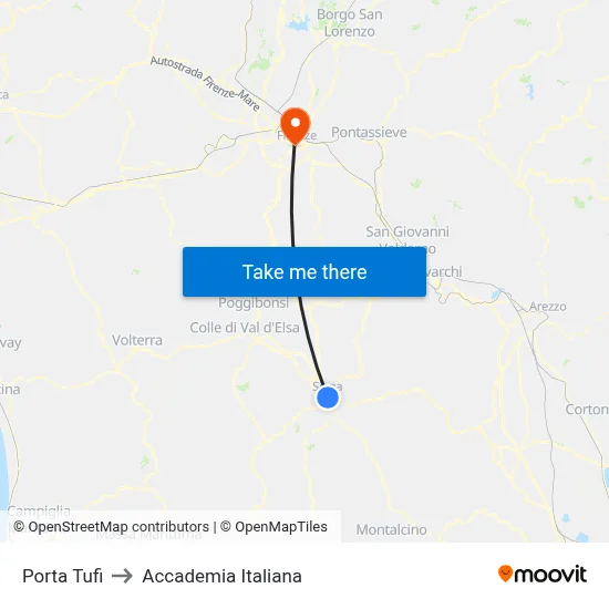 Porta Tufi to Italian Academy map