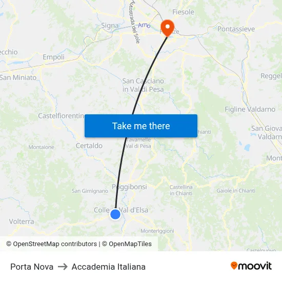 Porta Nova to Italian Academy map