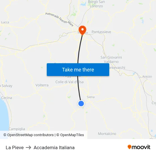 The Pieve to Italian Academy map