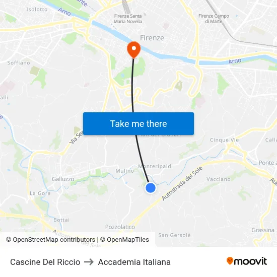 Cascine Del Riccio to Italian Academy map