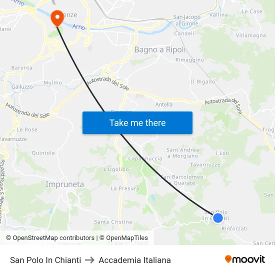 San Polo In Chianti to Italian Academy map