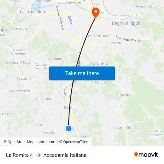 La Romita 4 to Italian Academy map