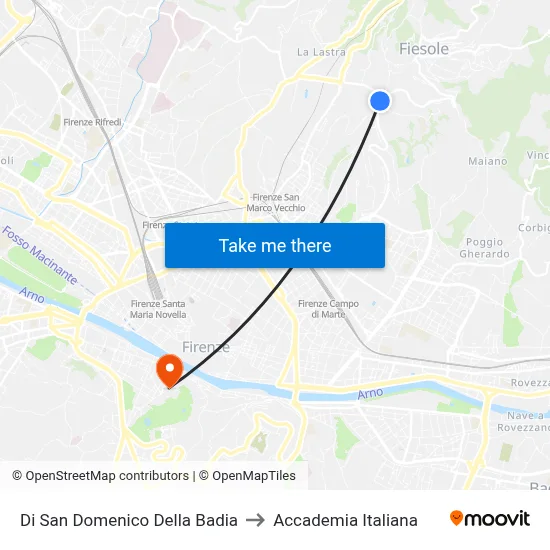 San Domenico Della Badia to Italian Academy map