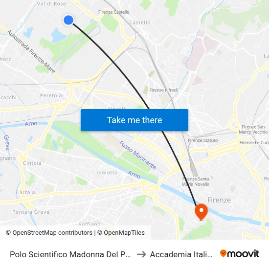 Scientific Center Madonna Del Piano to Italian Academy map