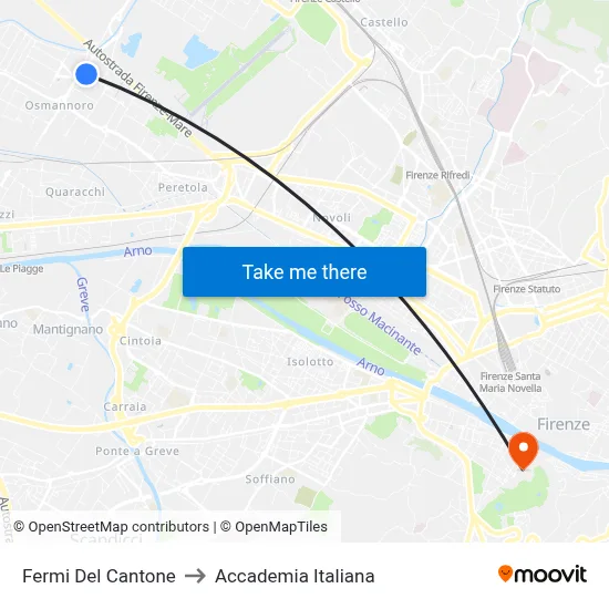 Fermi Del Cantone to Italian Academy map