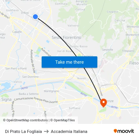 Di Prato La Fogliaia to Italian Academy map