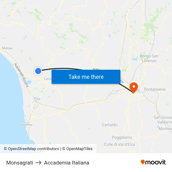 Monsagrati to Italian Academy map