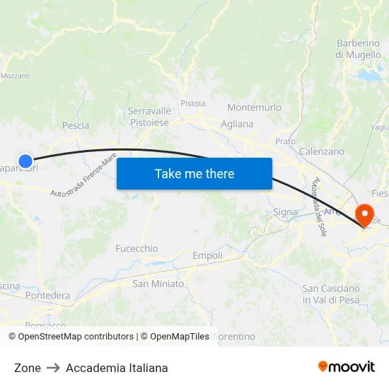 Zone to Italian Academy map