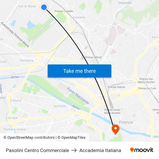 Pasolini Shopping Center to Italian Academy map
