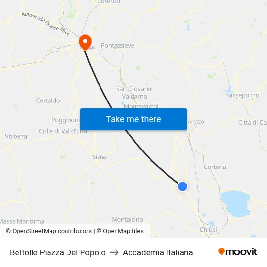Bettolle People's Square to Italian Academy map