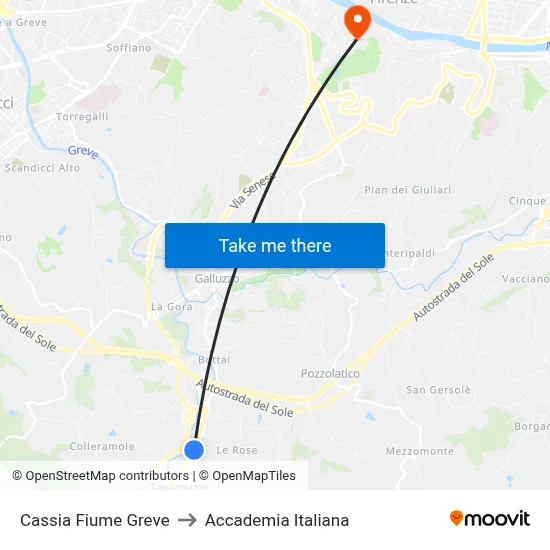 Cassia Greve River to Italian Academy map