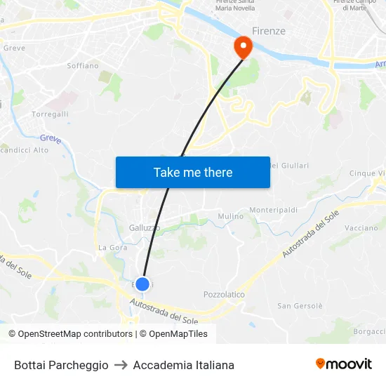Bottai Parking to Italian Academy map