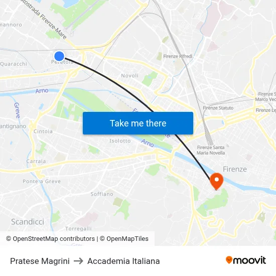 Pratese Magrini to Italian Academy map