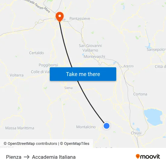 Pienza to Italian Academy map