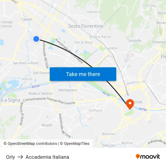 Orly to Italian Academy map