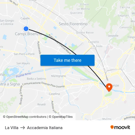 La Villa to Italian Academy map