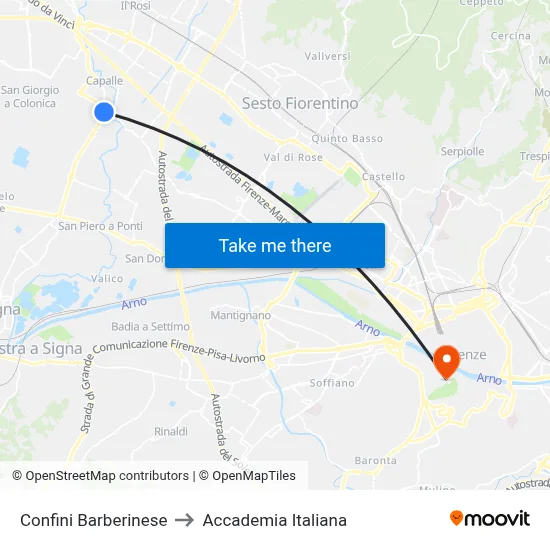Barberino Borders to Italian Academy map