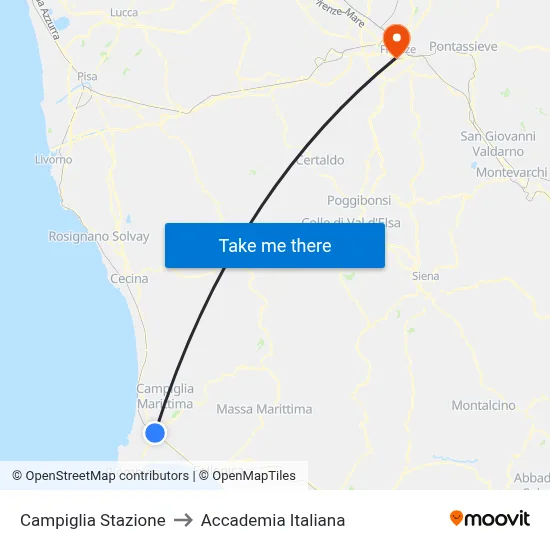 Campiglia Station to Italian Academy map
