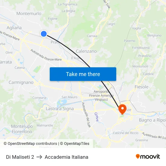 Maliseti 2 to Italian Academy map