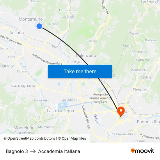 Bagnolo 3 to Italian Academy map